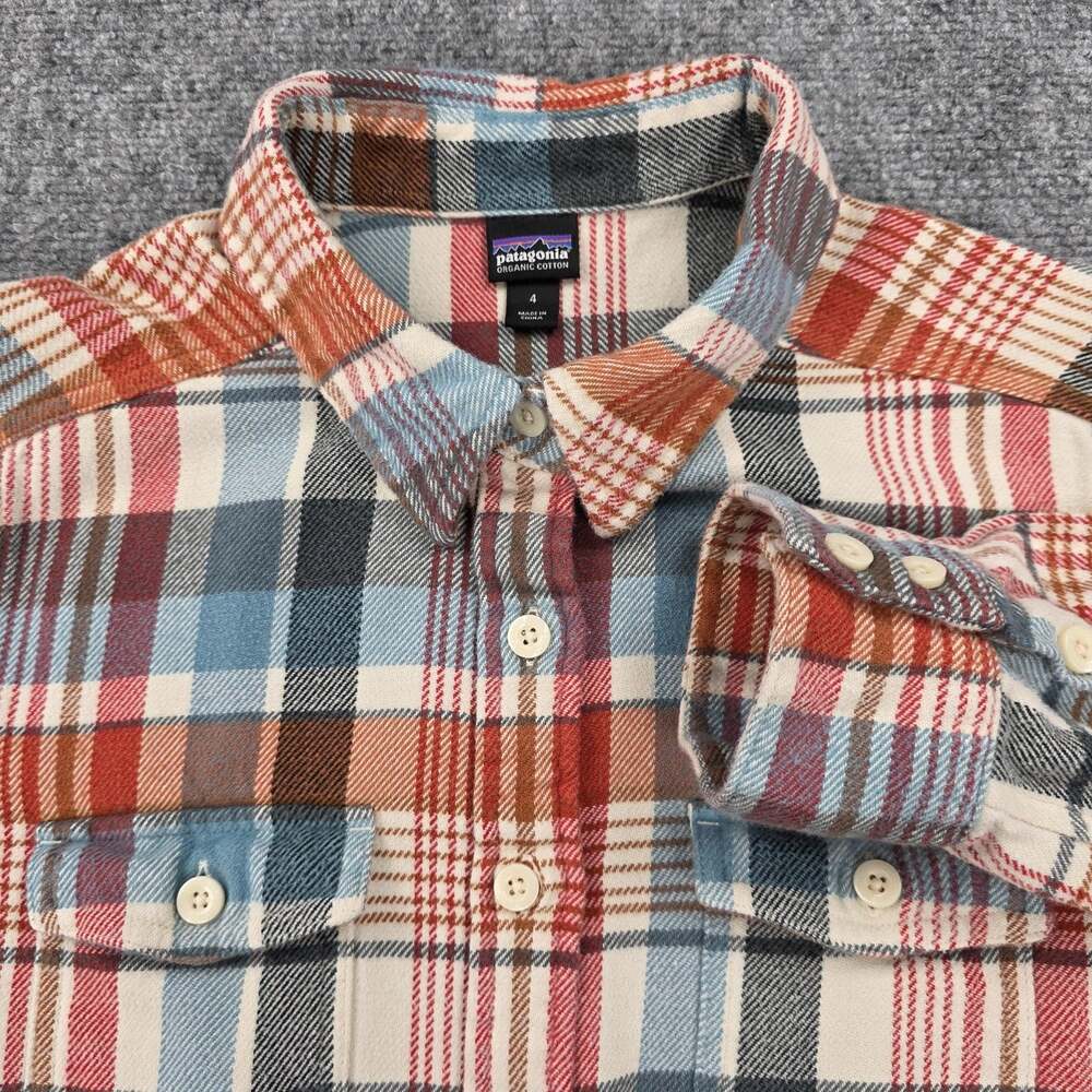 Patagonia Shirt Womens 4 Multicolor Fjord Flannel Plaid Organic Cotton Button Up